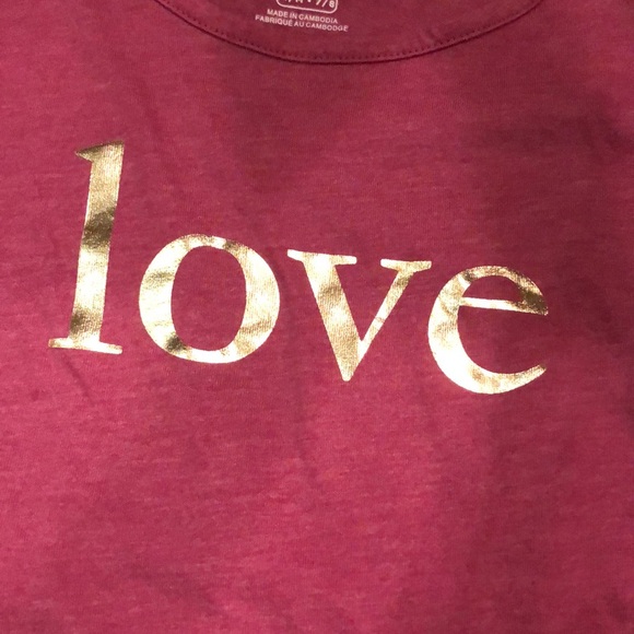 Place love metallic center side tie short sleeved top - Picture 2 of 7